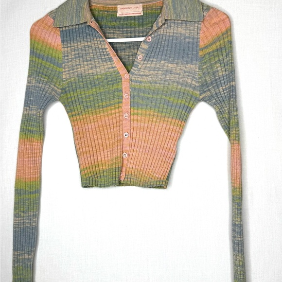 Urban Outfitters Womens Multicolor Ribbed Knit Top Fitted Sz XS Y2K ASO - Picture 2 of 9